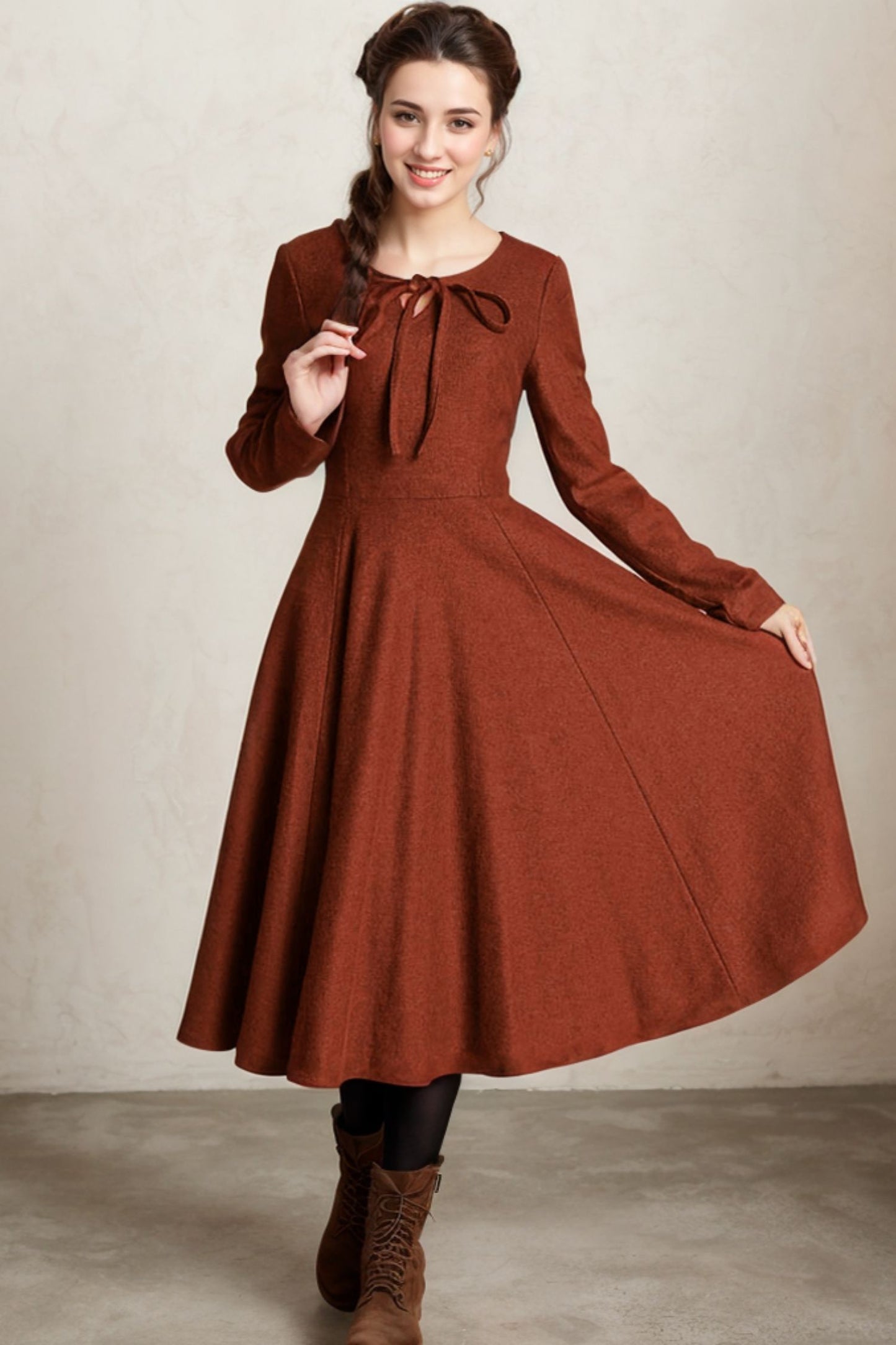 Midi wool dress with keyhole detail 5271