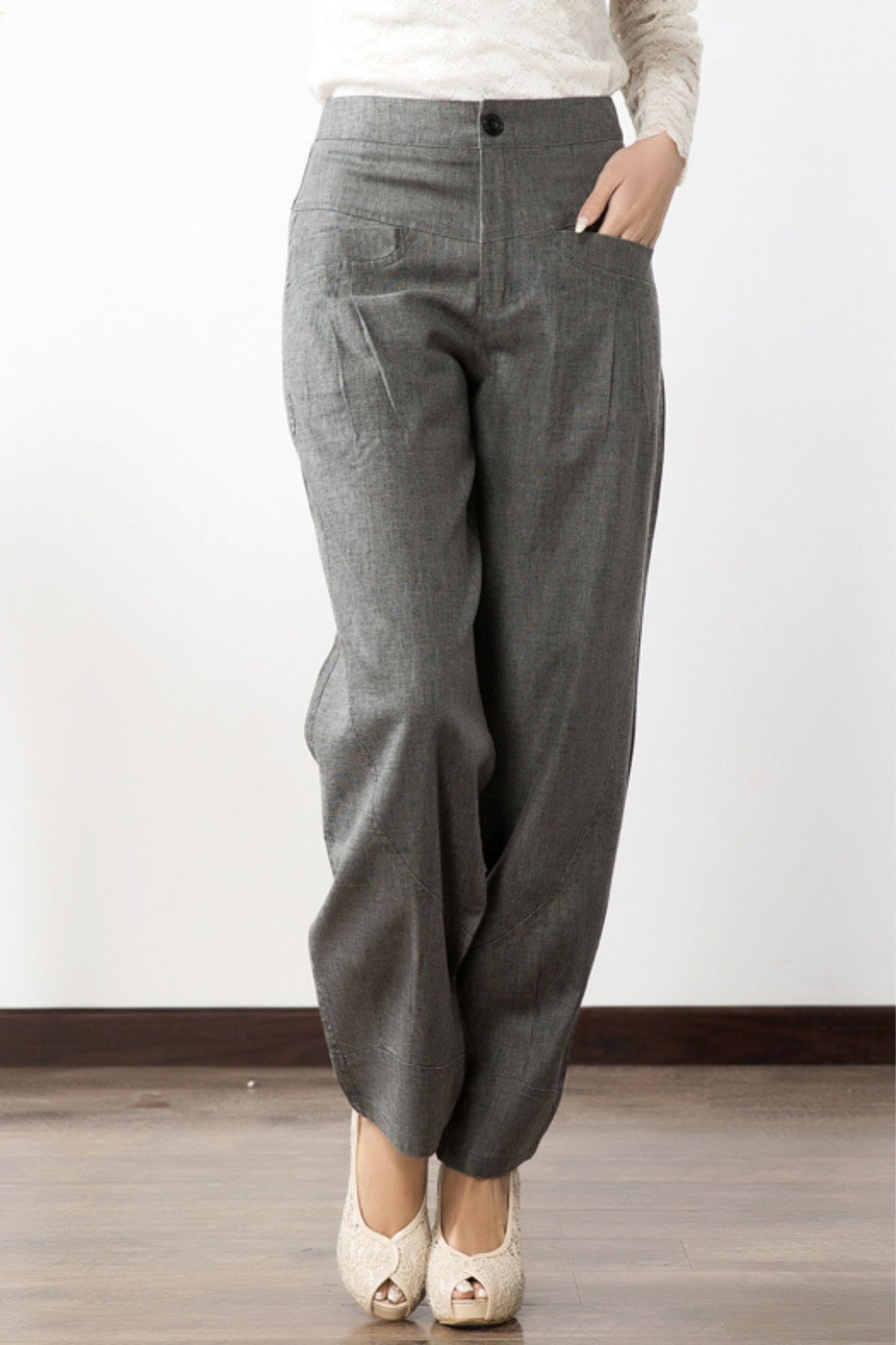 Loose fitting lantern linen pants 6231