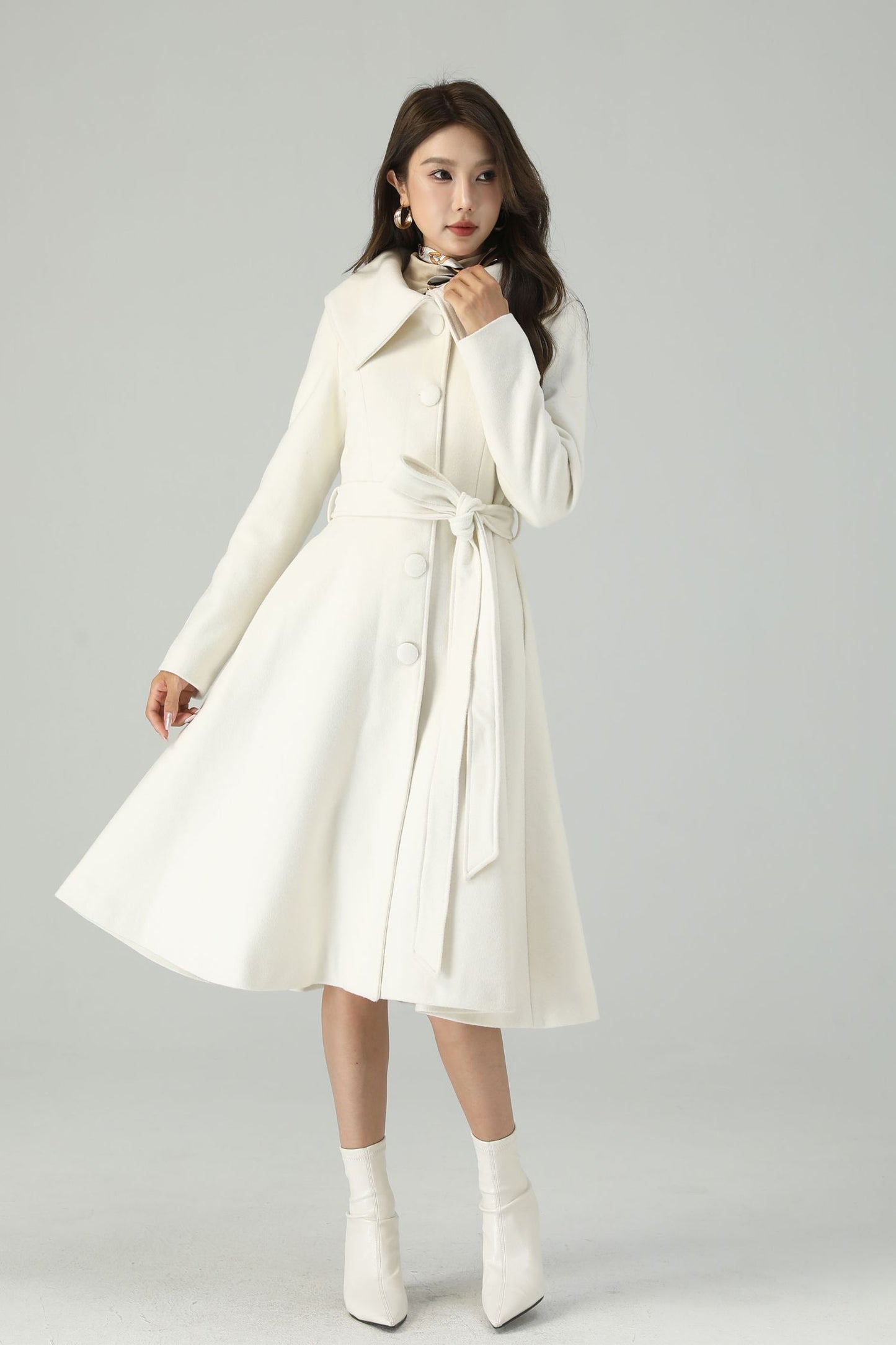 White Long Wool Princess Winter Coat 4520