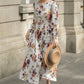 Vintage-Inspired Floral midi linen Dress 5685