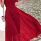 Prom fit and flare red chiffon dress HY0032