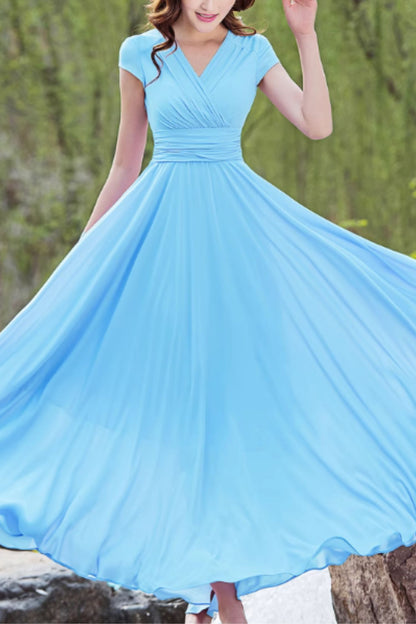 V neck prom summer wedding chiffon dress 5162