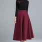 Burgundy Midi Winter Wool Skirt 2490
