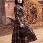 Vintage Brown Plaid Wool Coat – Elegant Double-Breasted Winter Overcoat 4737