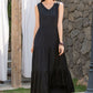 Women's Vintage inspired Sleeveless Black Maxi Dress 2873