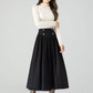 High waisted winter swing wool skirt women 4556