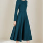 Wool Fit & Flare Long Dress Women 5253