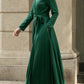 Green Wrap Linen Dress for Women 5673