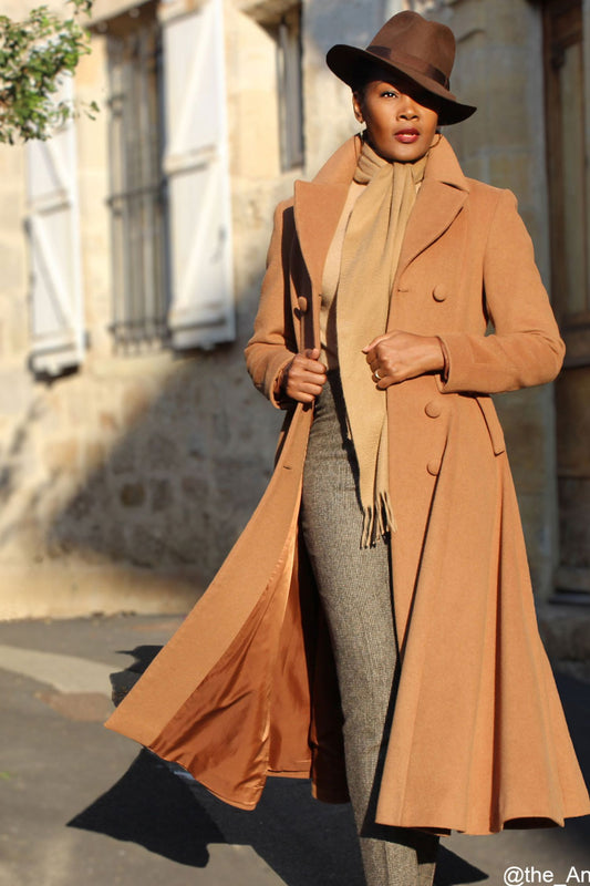 Brown Vintage inspired Winter Long wool coat 2405