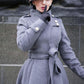 Grey Long Winter Wool Coat Women 2408