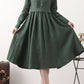 Midi green linen swing spring dresses 2576