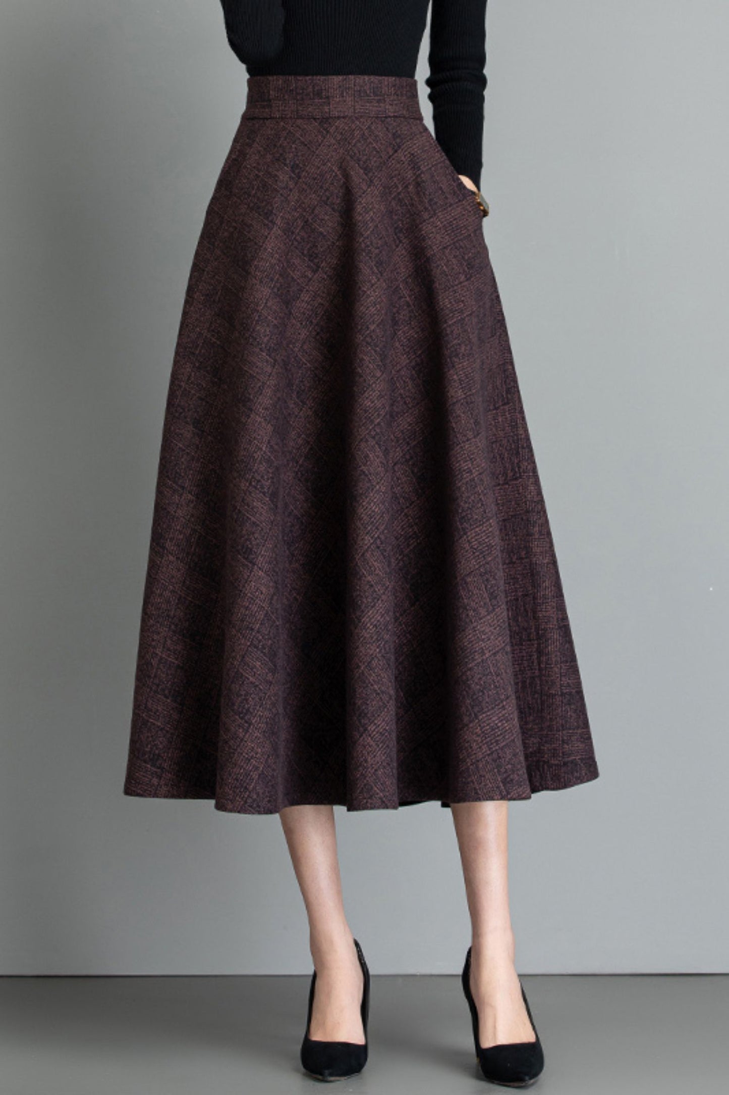 Vintage inspired midi wool skirt 6207
