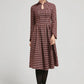 Mandarin collar plaid winter wool dress women 2295