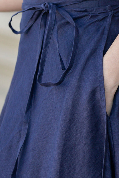 A line swing wrap summer linen skirt 4903