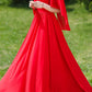 Fit and flare red maxi prom chiffon dress 4987