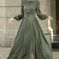 Army Green Swing  Maxi Linen Dress 5678