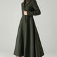 Army Green Herringbone Wool Coat – Elegant A-Line Maxi Winter Coat | Xiaolizi 6574