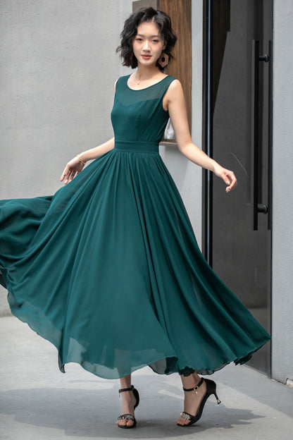 Sleeveless chiffon maxi womens cape dress 5861 - S #CK2500200