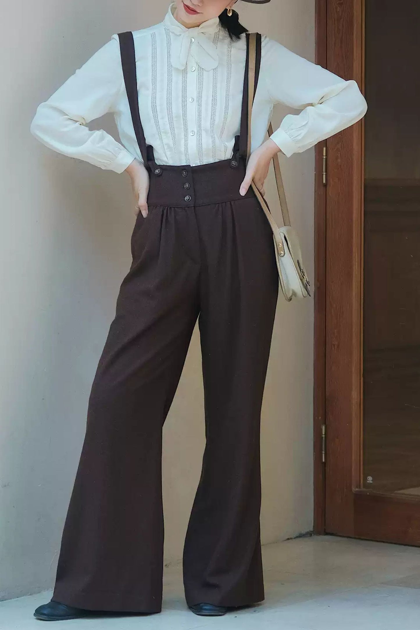 Wide leg pants with pockets women 6228
