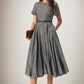 Gray swing summer linen dress 5068