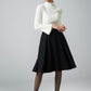 knee length black wool skirt 6291