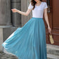 Long cotton swing blue summer skirt 4412