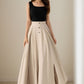 A line beige maxi linen skirt women 5069