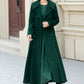 Green long double breasted winter wool coat 5452