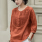 Loose fit summer casual linen blouse top 5224