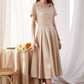 Beige Swing Summer Linen Dress 3374