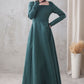 Long sleeve Linen Maxi dress with pocket 3285