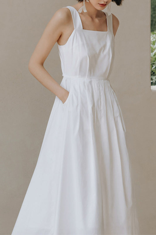 Prom summer white cotton beach dress L0602
