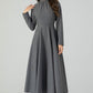 Retro gray swing wool dress 4549