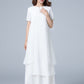 White Linen Plus size summer chiffon dress 1780