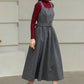 Gray sleevelss wool dress with belt 6427