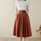 Linen Full Circle Skirt with Pockets 4973