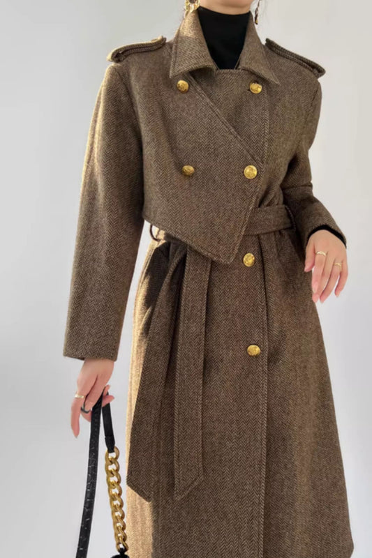 Long warm winter wool trench coat 5295