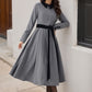 Gray Swing Fit and Flare Wool Dress 5247