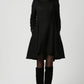 Black Winter Hooded Wool Coat Women 1121#