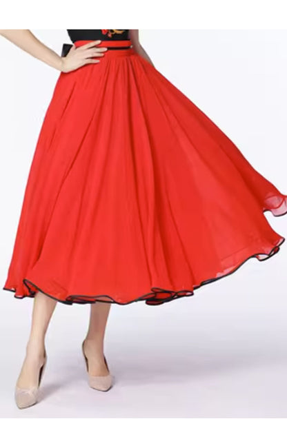 Black Chiffon Maxi Skirt - Romantic Flowy Silhouette 4333