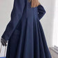 navy blue winter wool coat with pockets 4572
