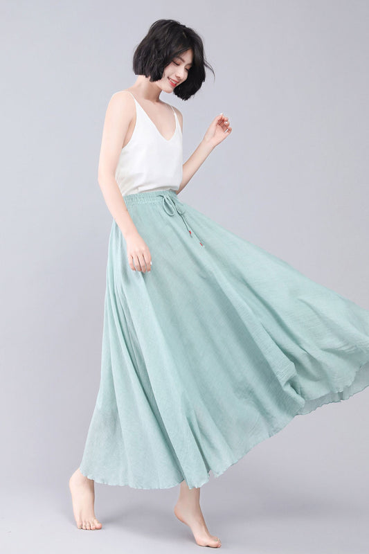Swing Linen Maxi Causal Linen Summer A Line Skirt 3566