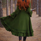 Green Hooded Long Wool Coat 3967