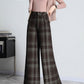 Wide leg winter plaid wool pants women 5417