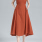 Orange Sleeveless Midi Linen Dress 3617