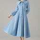 Sky Blue Wool Princess Coat – Vintage Fit and Flare Swing Winter Coat | Xiaolizi 6576