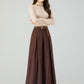 Brown wide leg long wool pants women 4554