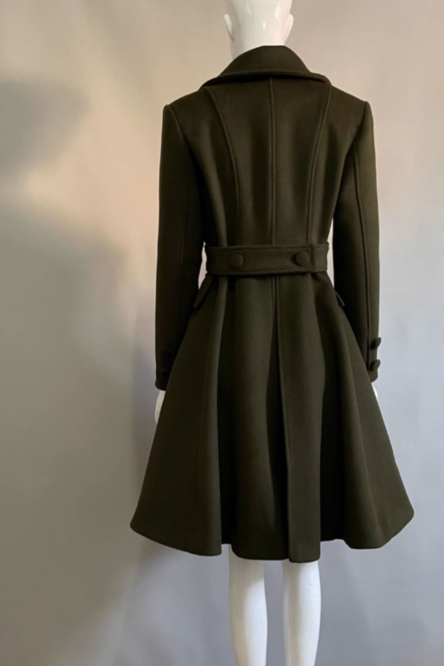 Army green winter wool coat women 5291