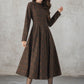 Long Sleeve Plaid Midi Wool Dress 5406