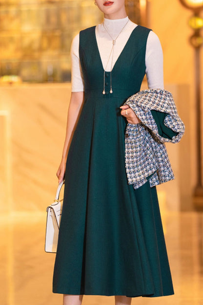 Autumn/winter sleeves wool dress women TT0188